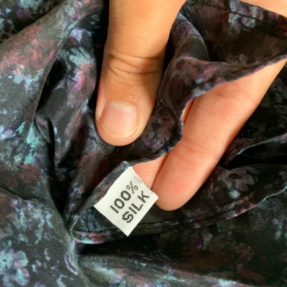 Blue floral scarf, 100% silk,  material, long - Picture 2 of 2